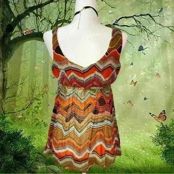 Y2k 90s Twenty One Abstract Brown Blouse - Picture 4 of 7